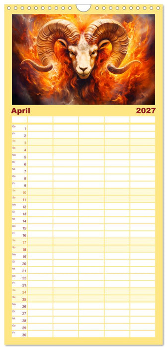 Sternzeichen-Kalender - Galaktische Porträts mit Datum (CALVENDO Familienplaner 2027)