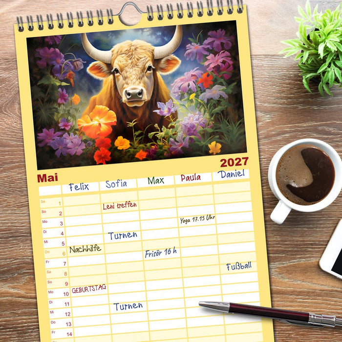 Sternzeichen-Kalender - Galaktische Porträts mit Datum (CALVENDO Familienplaner 2027)