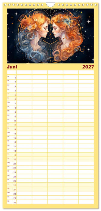 Sternzeichen-Kalender - Galaktische Porträts mit Datum (CALVENDO Familienplaner 2027)