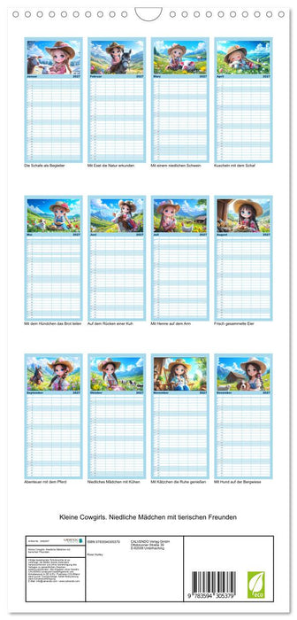Kleine Cowgirls. Niedliche Mädchen mit tierischen Freunden (CALVENDO Familienplaner 2027)
