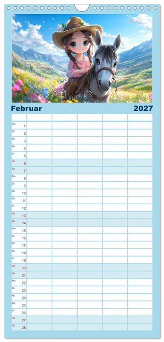 Kleine Cowgirls. Niedliche Mädchen mit tierischen Freunden (CALVENDO Familienplaner 2027)