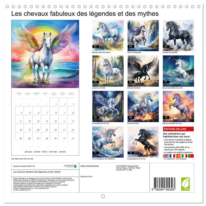 Les chevaux fabuleux des légendes et des mythes (CALVENDO Calendrier mensuel 2027)