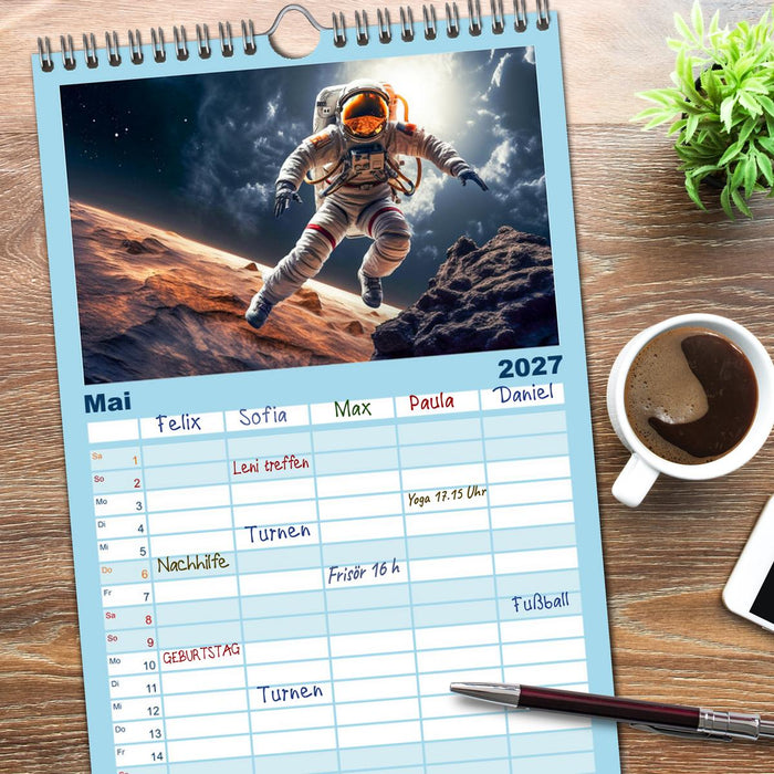 Astronaut - Unterwegs in der Galaxie (CALVENDO Familienplaner 2027)