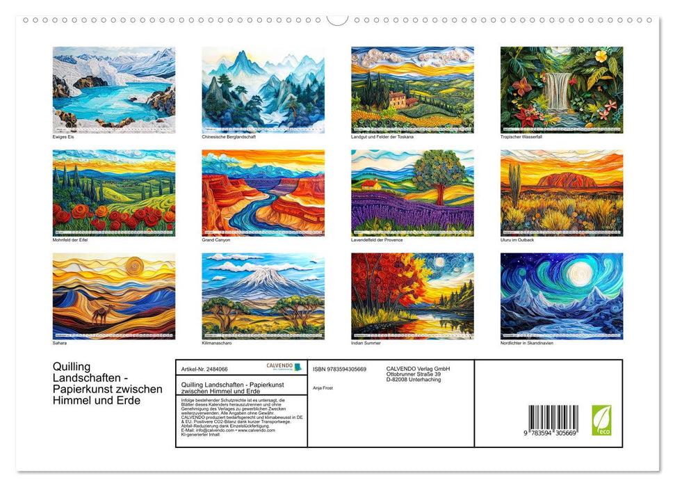Quilling Landschaften - Papierkunst zwischen Himmel und Erde (CALVENDO Premium Wandkalender 2027)