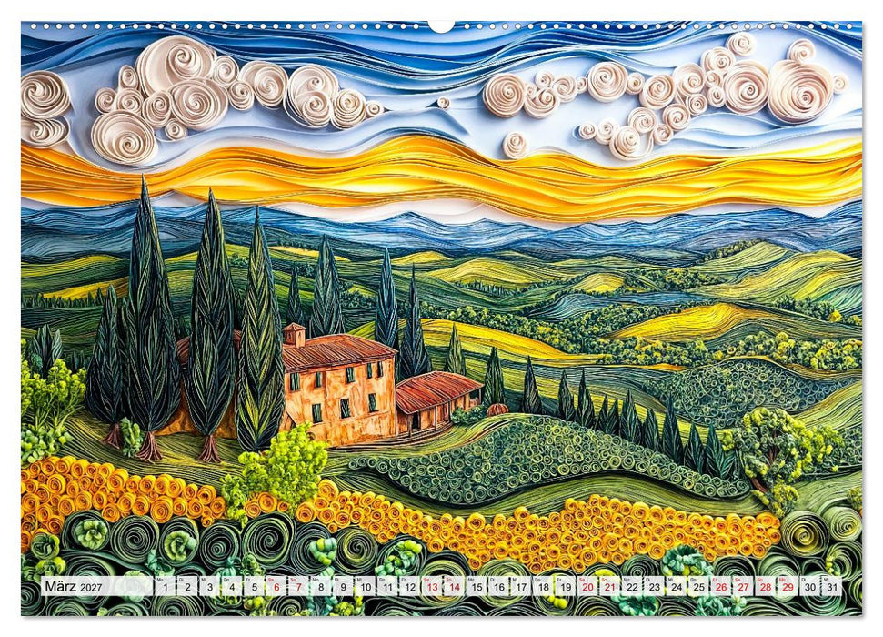 Quilling Landschaften - Papierkunst zwischen Himmel und Erde (CALVENDO Premium Wandkalender 2027)