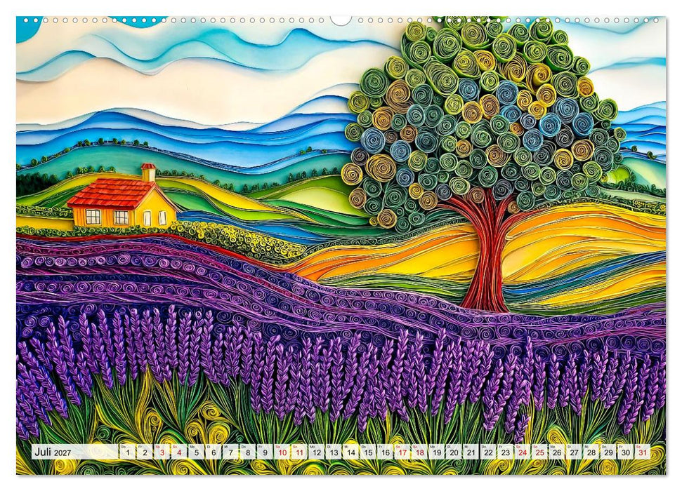 Quilling Landschaften - Papierkunst zwischen Himmel und Erde (CALVENDO Premium Wandkalender 2027)