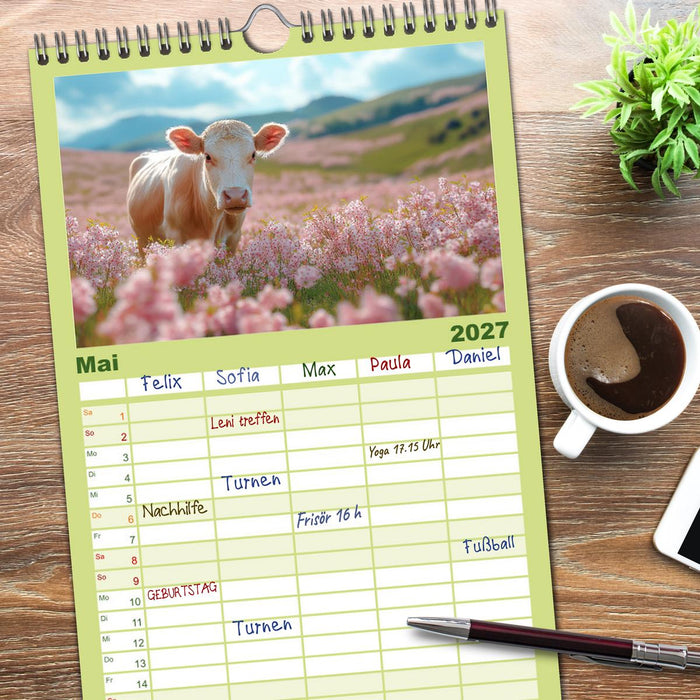 KÜHE AUF DER ALM – Der Kalender aus Bayern (CALVENDO Familienplaner 2027)