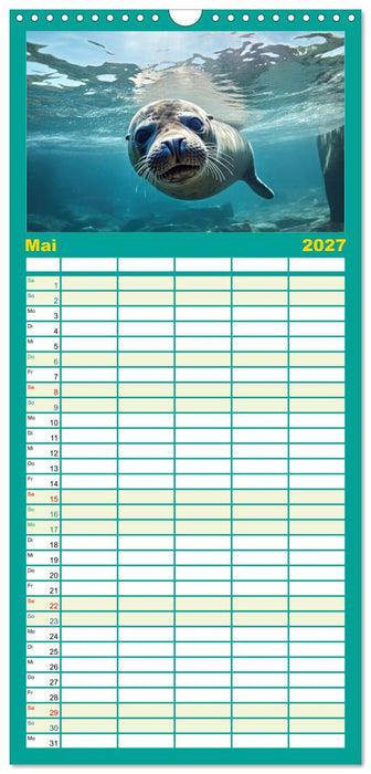 Tierkinder der Meere - entdecke ihre Welt (CALVENDO Familienplaner 2027)