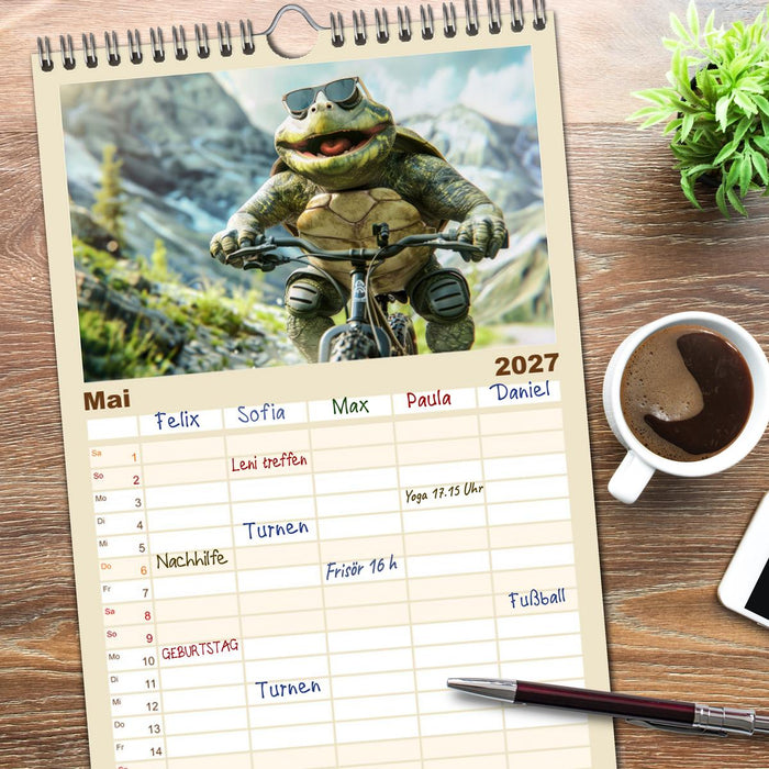 Der tierisch lustige Fahrradkalender (CALVENDO Familienplaner 2027)