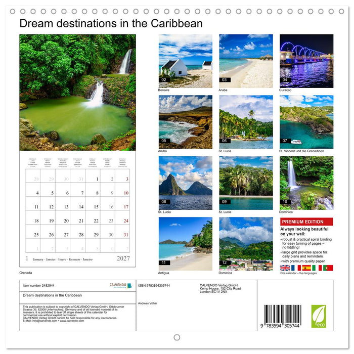 Dream destinations in the Caribbean (CALVENDO Monthly Calendar 2027)