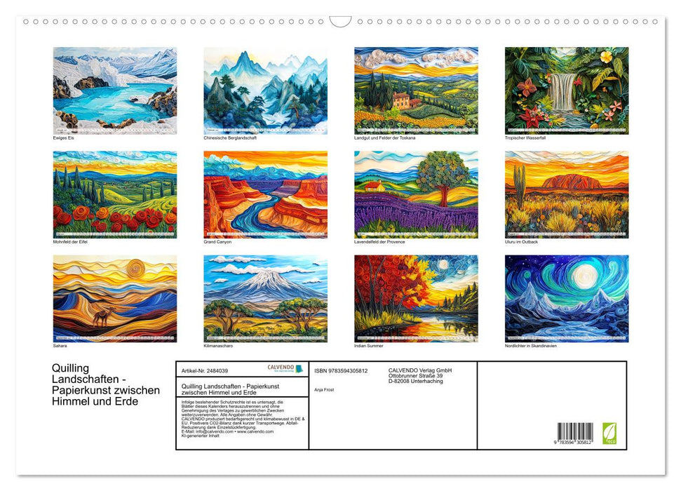 Quilling Landschaften - Papierkunst zwischen Himmel und Erde (CALVENDO Wandkalender 2027)