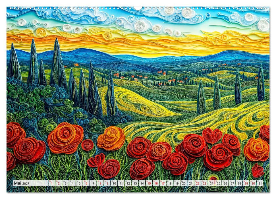 Quilling Landschaften - Papierkunst zwischen Himmel und Erde (CALVENDO Wandkalender 2027)