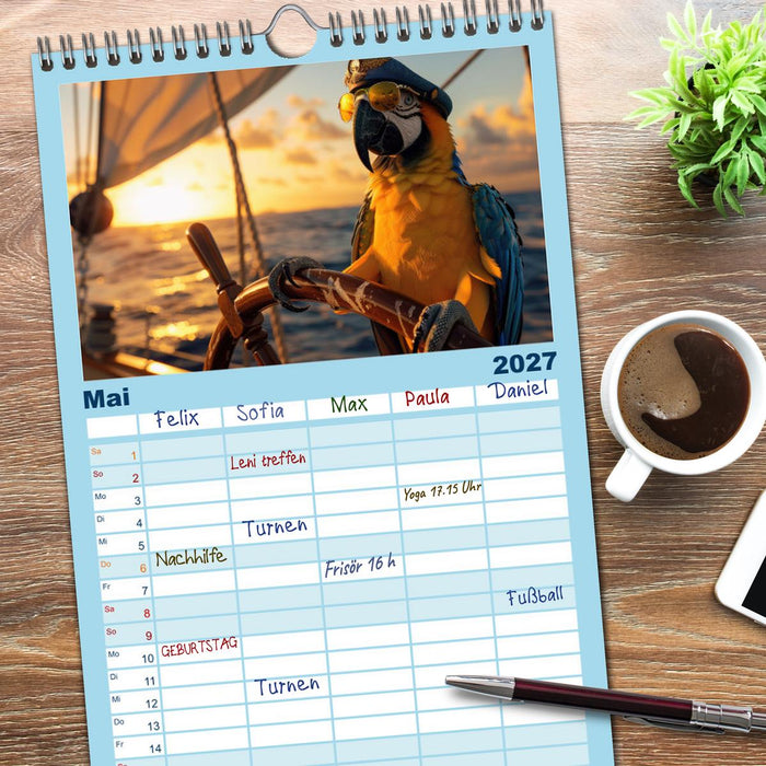 Der tierisch Skipper-Kalender (CALVENDO Familienplaner 2027)