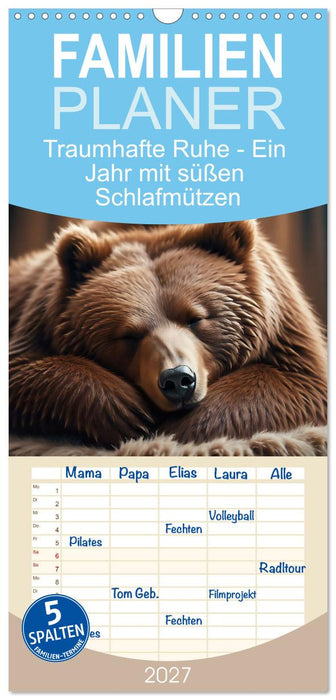Traumhafte Ruhe - Ein Jahr mit süßen Schlafmützen (CALVENDO Familienplaner 2027)