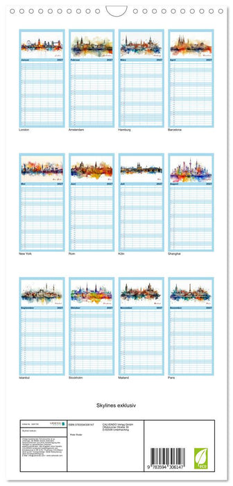 Skylines exklusiv (CALVENDO Familienplaner 2027)
