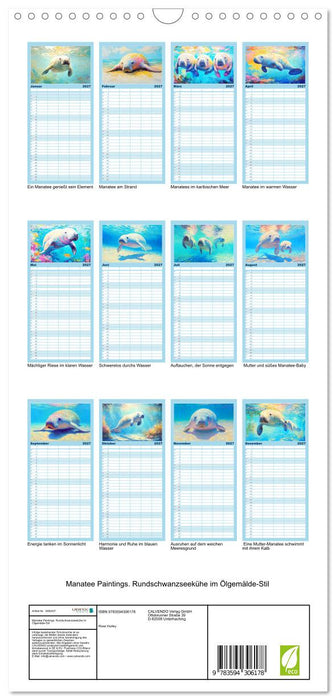 Manatee Paintings. Rundschwanzseekühe im Ölgemälde-Stil (CALVENDO Familienplaner 2027)