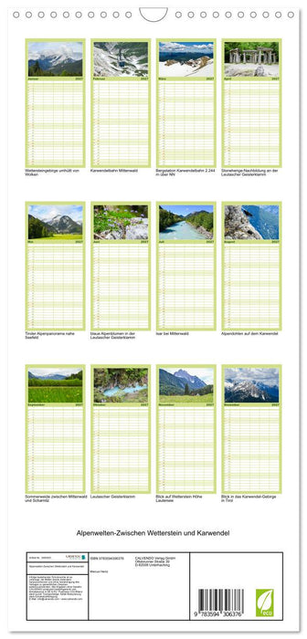 Alpenwelten-Zwischen Wetterstein und Karwendel (CALVENDO Familienplaner 2027)