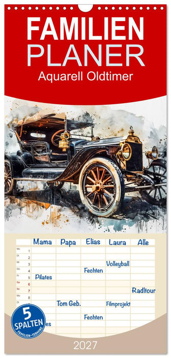 Aquarell Oldtimer (CALVENDO Familienplaner 2027)