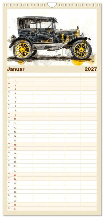 Aquarell Oldtimer (CALVENDO Familienplaner 2027)