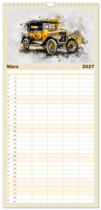 Aquarell Oldtimer (CALVENDO Familienplaner 2027)
