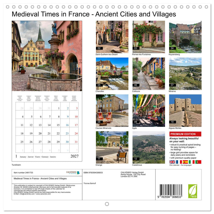 Medieval Times in France - Ancient Cities and Villages (CALVENDO Monthly Calendar 2027)