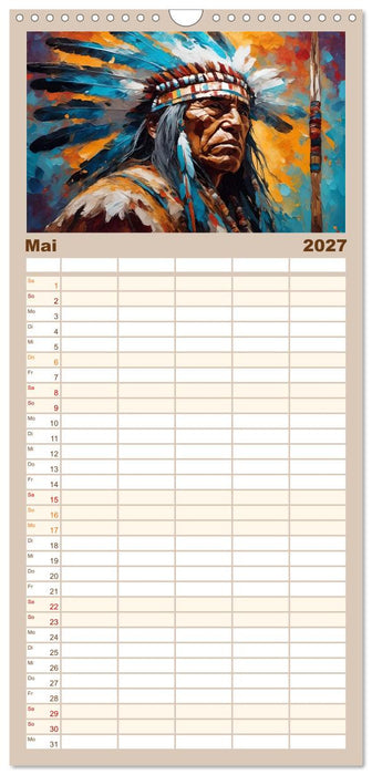 Amerikanische Ureinwohner - Bilder von Geschichten inspiriert (CALVENDO Familienplaner 2027)