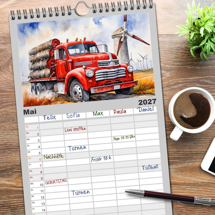 Nostalgische Trucks (CALVENDO Familienplaner 2027)