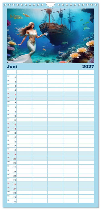 Meerjungfrauen in mystischen Unterwasserwelten (CALVENDO Familienplaner 2027)