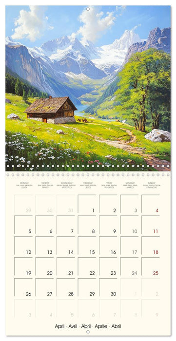 Majestic mountain retreats. Alpine landscape paintings (CALVENDO Monthly Calendar 2027)