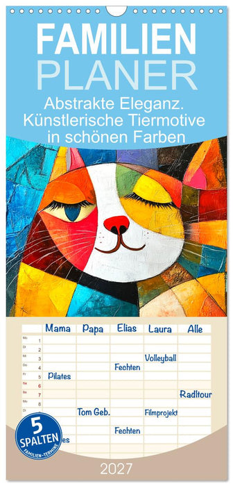 Abstrakte Eleganz. Künstlerische Tiermotive in schönen Farben (CALVENDO Familienplaner 2027)