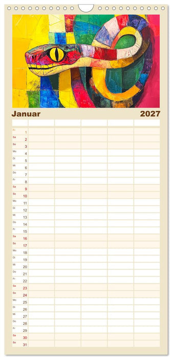 Abstrakte Eleganz. Künstlerische Tiermotive in schönen Farben (CALVENDO Familienplaner 2027)