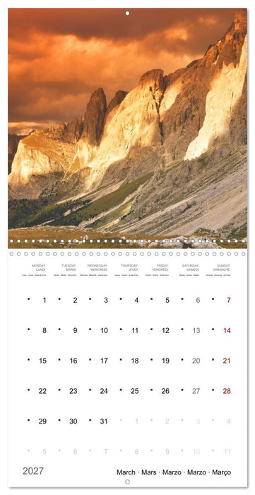 Dolomites Moments in the light (CALVENDO Monthly Calendar 2027)