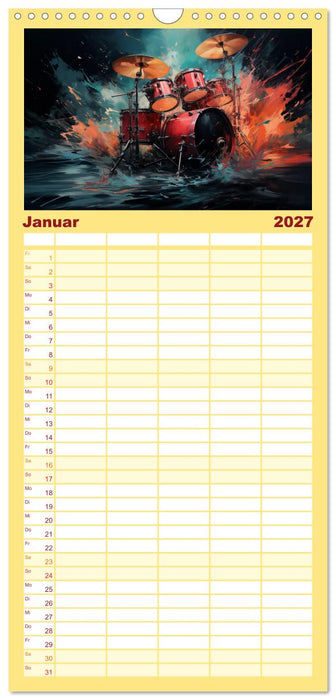 Taktvolle Kunst: Der bunte Schlagzeugkalender (CALVENDO Familienplaner 2027)