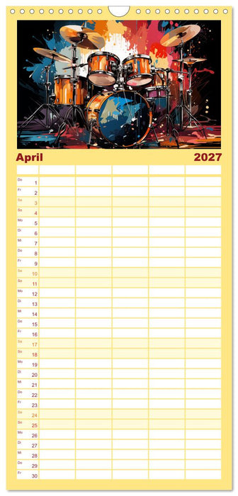 Taktvolle Kunst: Der bunte Schlagzeugkalender (CALVENDO Familienplaner 2027)