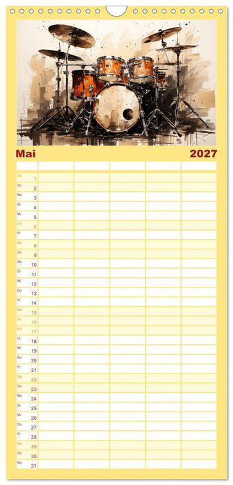 Taktvolle Kunst: Der bunte Schlagzeugkalender (CALVENDO Familienplaner 2027)