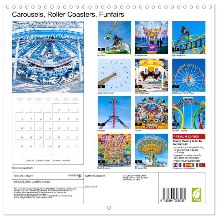 Carousels, Roller Coasters, Funfairs (CALVENDO Monthly Calendar 2027)