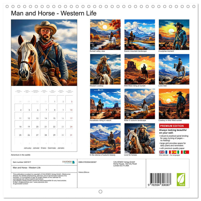 Man and Horse - Western Life (CALVENDO Monthly Calendar 2027)