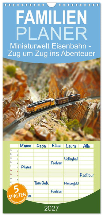 Miniaturwelt Eisenbahn - Zug um Zug ins Abenteuer (CALVENDO Familienplaner 2027)