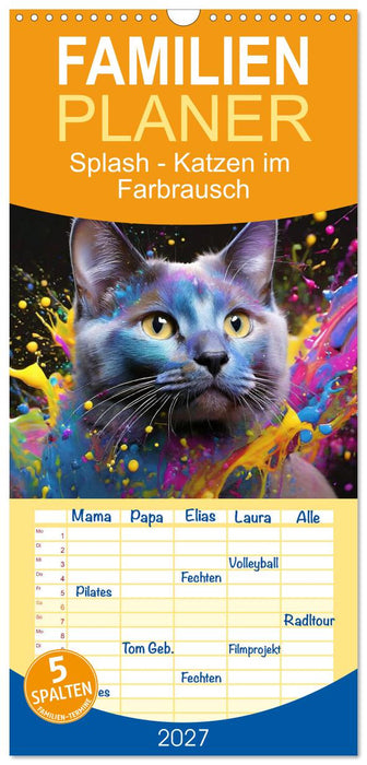 Splash - Katzen im Farbrausch (CALVENDO Familienplaner 2027)