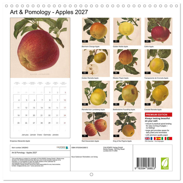 Art & Pomology - Apples 2027 (CALVENDO Monthly Calendar 2027)