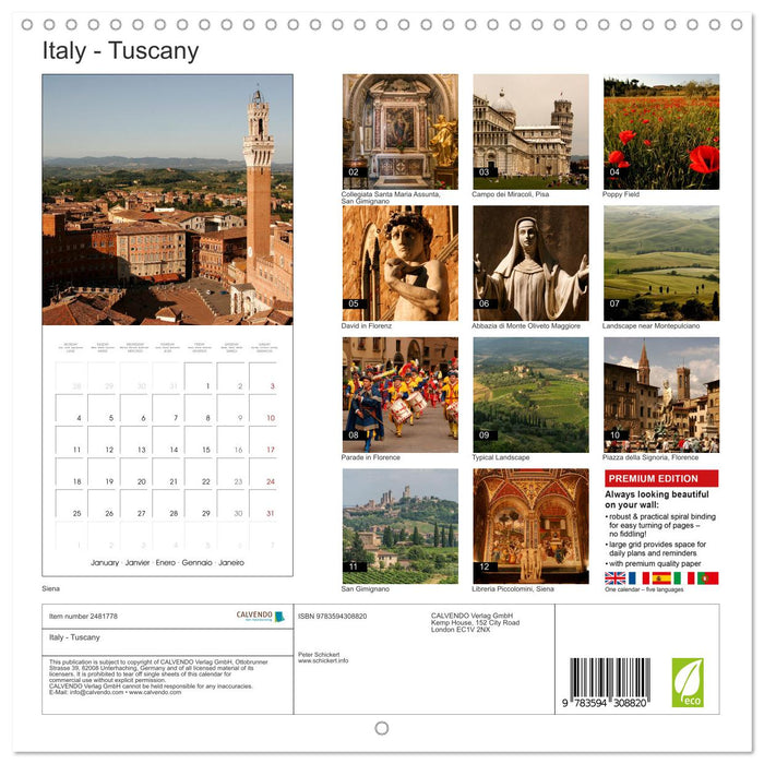 Italy - Tuscany (CALVENDO Monthly Calendar 2027)