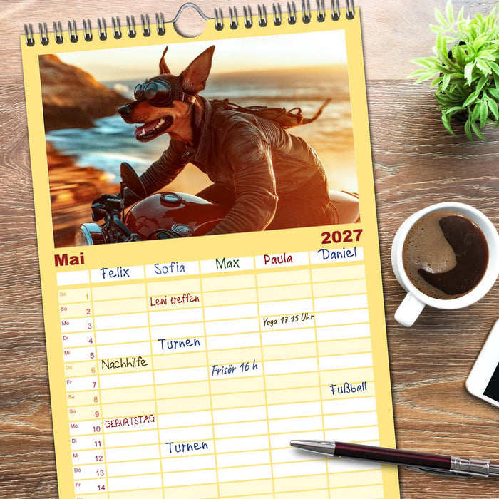 Süße Hunde cruisen - durch das Jahr mit dem Hundekalender (CALVENDO Familienplaner 2027)