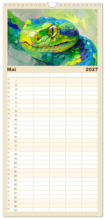 Schlangen. Faszination Reptilien. Kunstvolle Paintings (CALVENDO Familienplaner 2027)