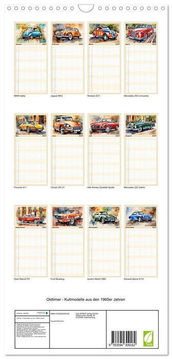Oldtimer - Kultmodelle aus den 1960er Jahren (CALVENDO Familienplaner 2027)
