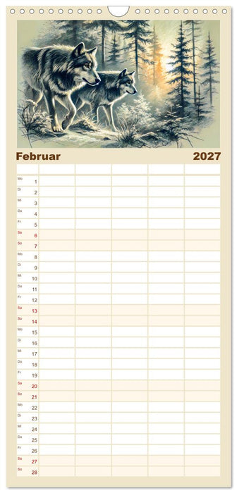 Die Eleganz der Wölfe - Mythische Begegnungen in der Natur (CALVENDO Familienplaner 2027)