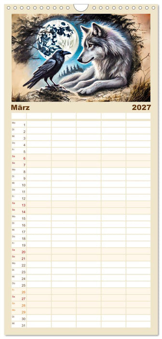 Die Eleganz der Wölfe - Mythische Begegnungen in der Natur (CALVENDO Familienplaner 2027)