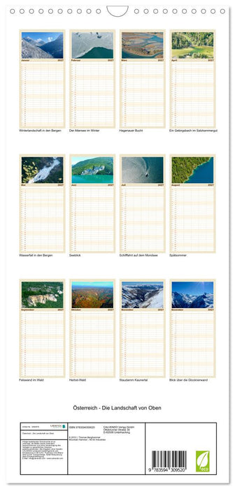 Österreich - Die Landschaft von Oben (CALVENDO Familienplaner 2027)