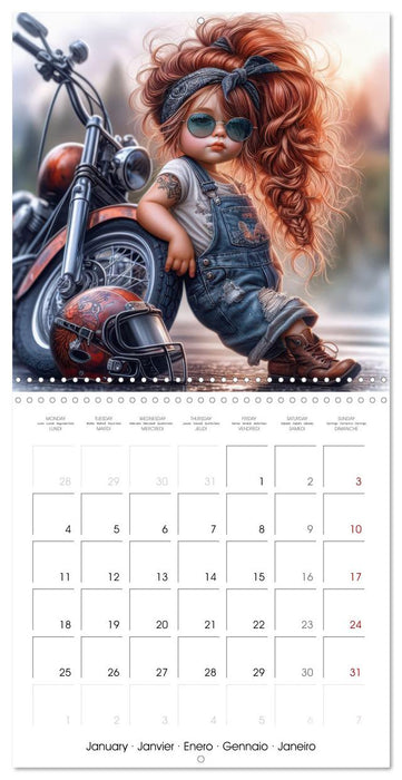 Born to Ride - Cool toddler girls and Motorbikes (CALVENDO Monthly Calendar 2027)