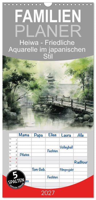 Heiwa - Friedliche Aquarelle im japanischen Stil (CALVENDO Familienplaner 2027)