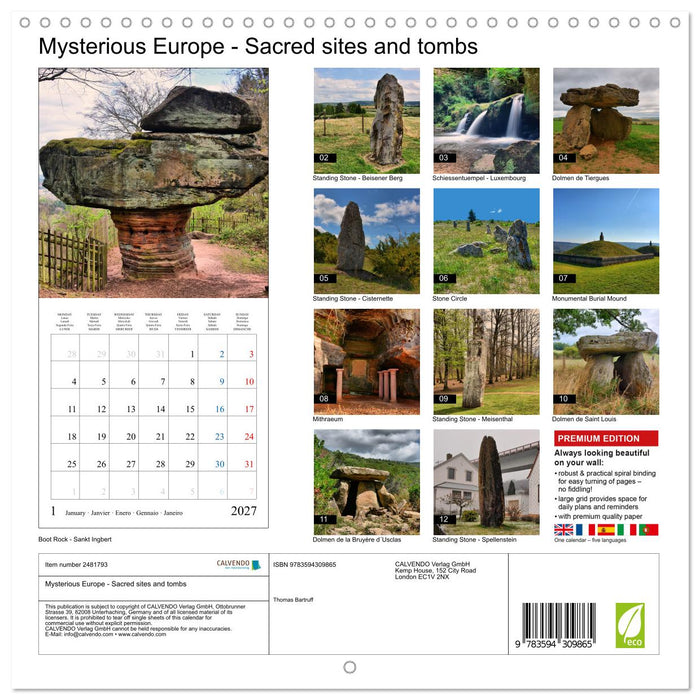 Mysterious Europe - Sacred sites and tombs (CALVENDO Monthly Calendar 2027)